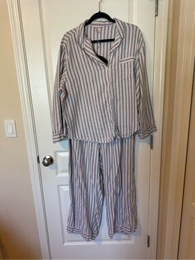 Victoria's Secret Pink and White Striped Pajama Set